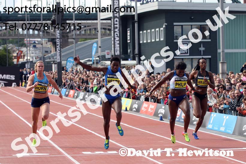 Womens 100 metres, 2017 Great North CityGames, Gateshead/Newcaste. Photo: David T. Hewitson/Sports for All Pics